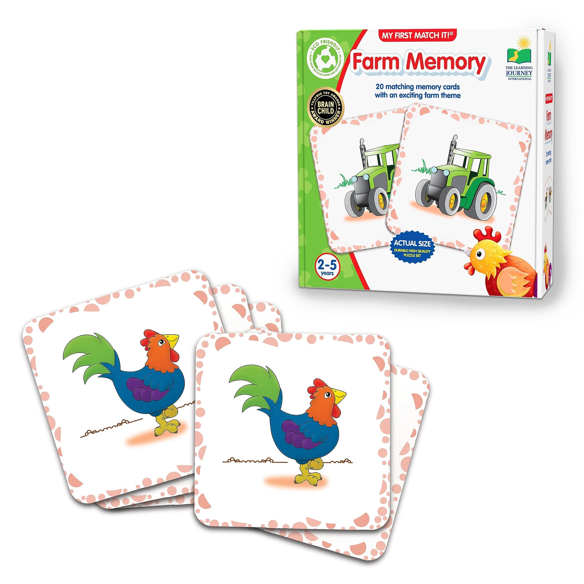 The Learning Journey My First Memory Game - Farm Memory - 20 Card Matching Memory Game - Educational Toddler Gifts for Boys & Girls Ages 2 and Up