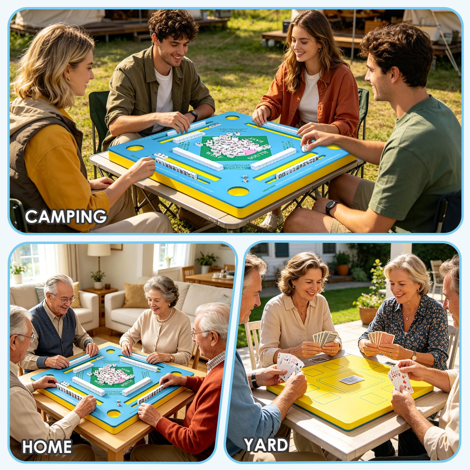 Luldesce Floating Mahjong Table for Pool Double-Sided 32.5"x32.5"