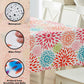Newbridge 52 x 70 Inch Rectangle Patriotic Vinyl Tablecloth - Flannel Backed Fireworks Table Cover, Turquoise Orange Pink Green, July 4th and Memorial