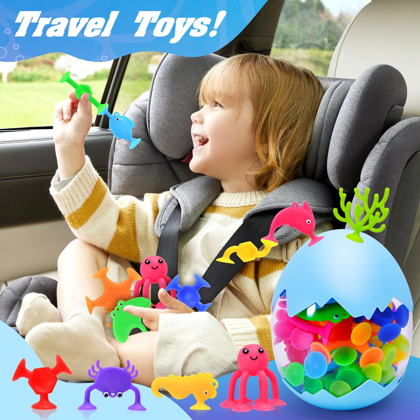 HYSZXUS Bath Toys - 27 PCS Suction Cup Toys Bathtub Toy Shower Toy for Kids Ages 4-8,Sensory Toys for 3 4 5 6 7 Year Old Boys Girls,Mold Free Bath Toy