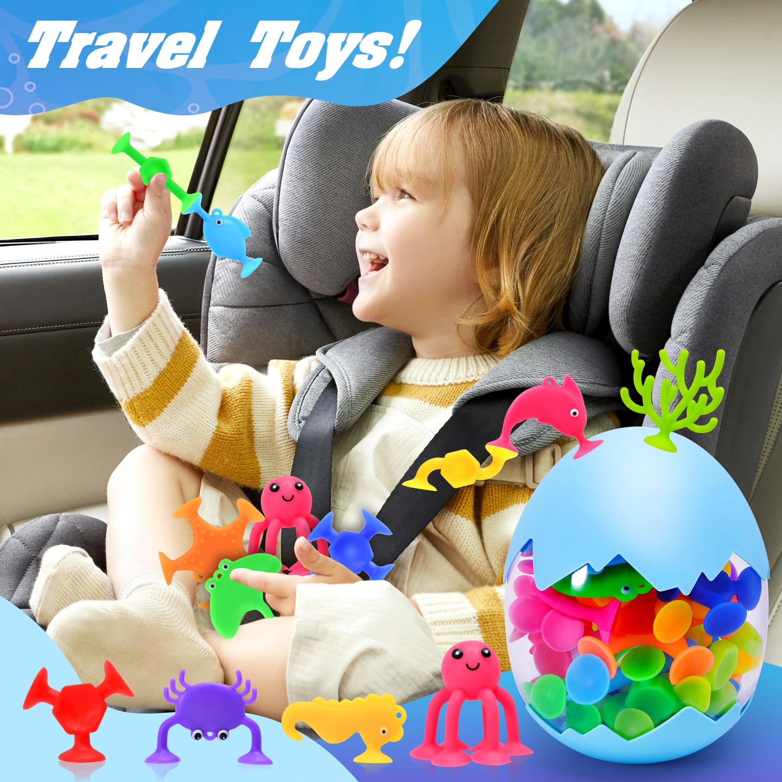 HYSZXUS Bath Toys - 27 PCS Suction Cup Toys Bathtub Toy Shower Toy for Kids Ages 4-8,Sensory Toys for 3 4 5 6 7 Year Old Boys Girls,Mold Free Bath Toy