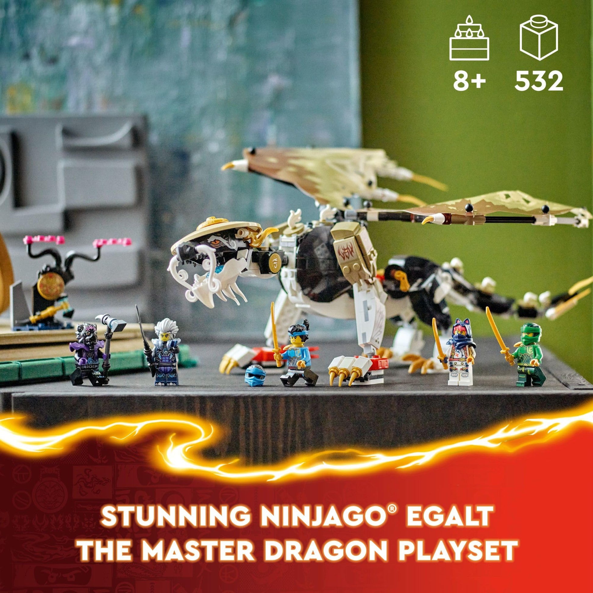 LEGO NINJAGO Egalt The Master Dragon Action Figure, Hero Toy Battle Set with 5 Ninja Minifigures for Group or Independent Play, Dragon Toy Gift Idea