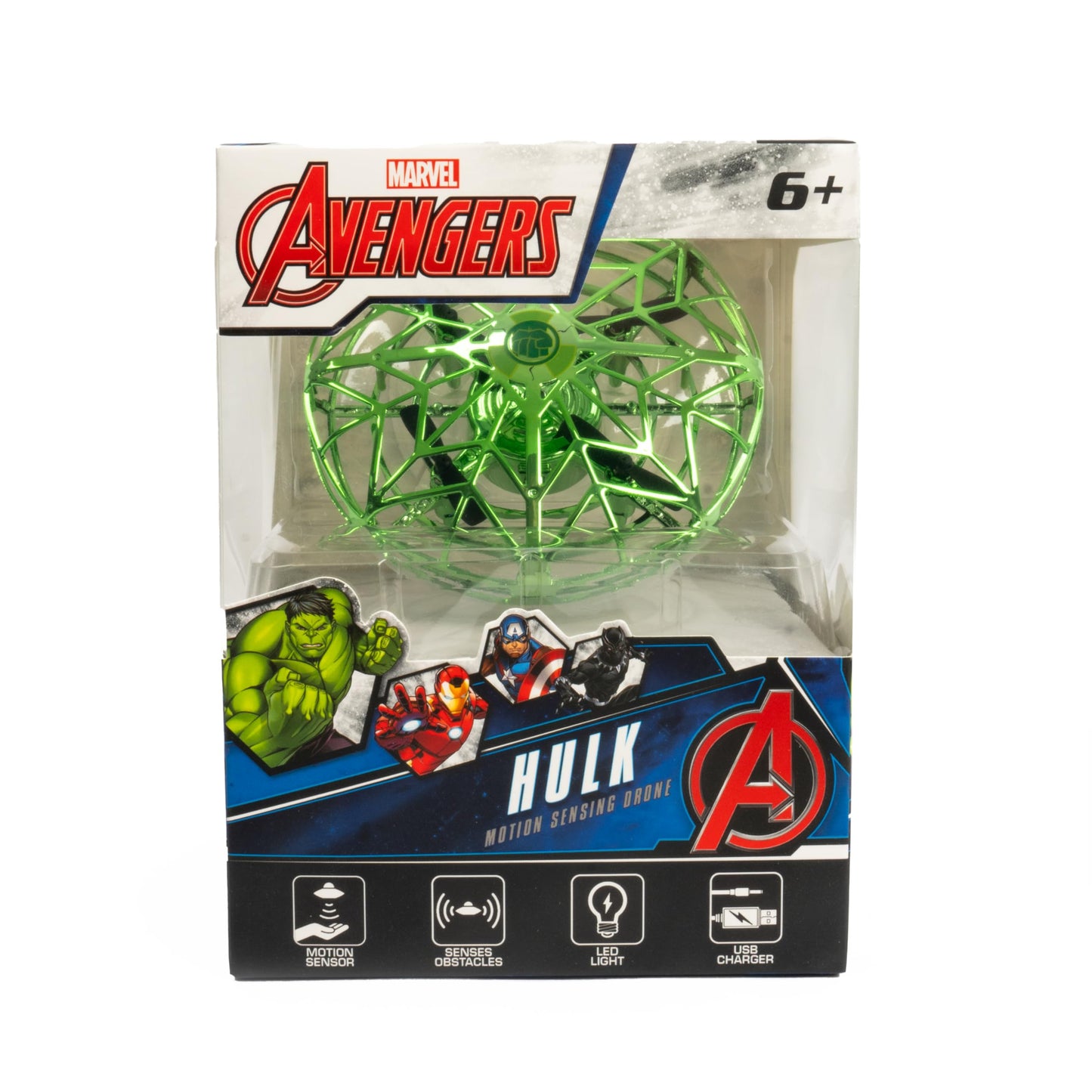 World Tech Toys Marvel Hulk Flying Toy - Motion Sensing UFO Toy with USB Charging - Marvel Licensed - Indoor/Outdoor Drone for Kids Ages 6+