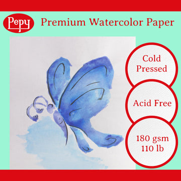 Pepy Watercolor Coloring Book 20 Sheets Total with 10 Plain and 10 Pre-Printed Design Sheets; 9 inches by 12 inches