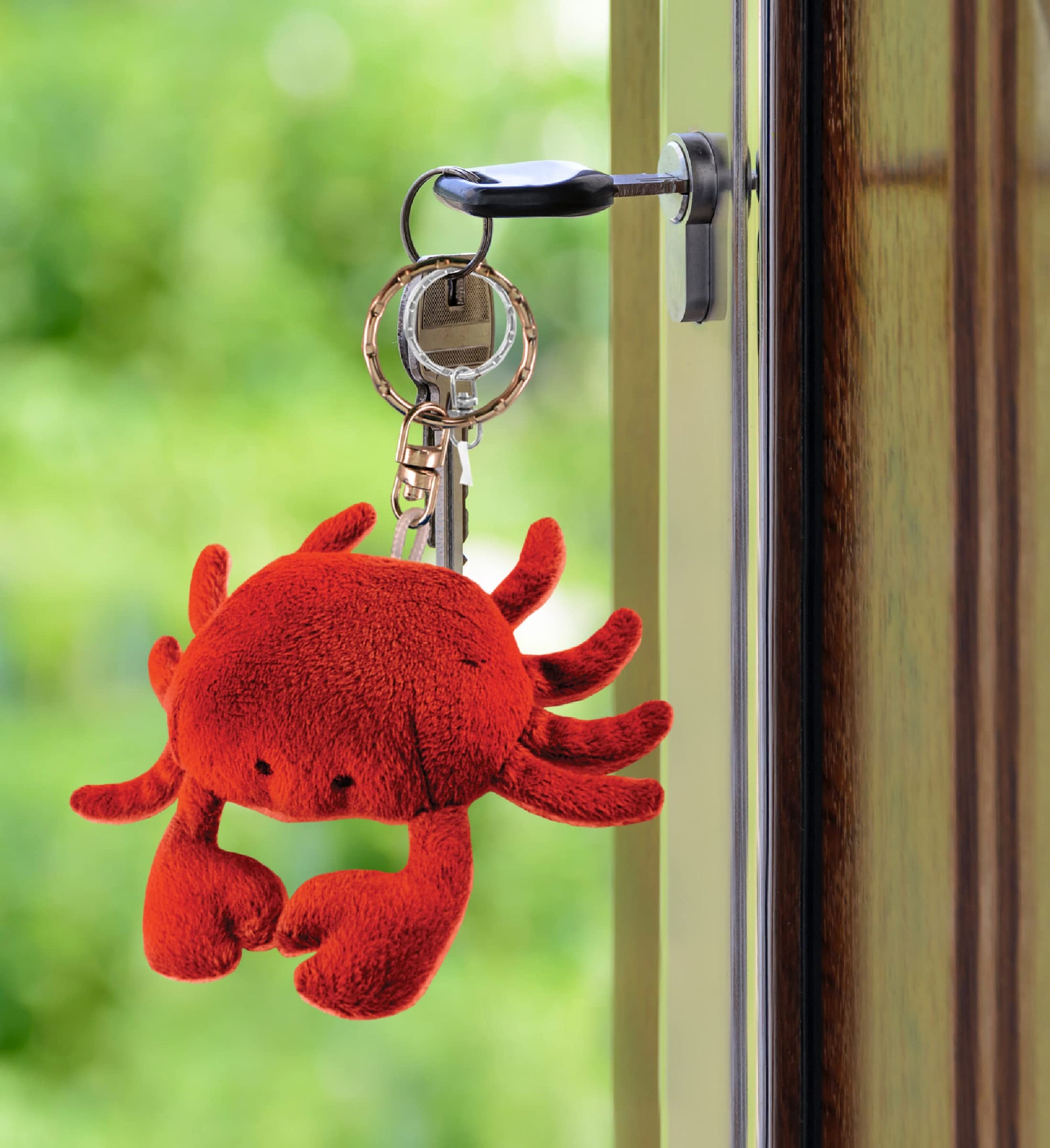 Puzzled Red Crab Plush Keychain Stuffed Animal Toy - Soft Ocean Life Animal Crab Charm Keyring, Cute Decorative Plush Toy Accessory For Kids Bag