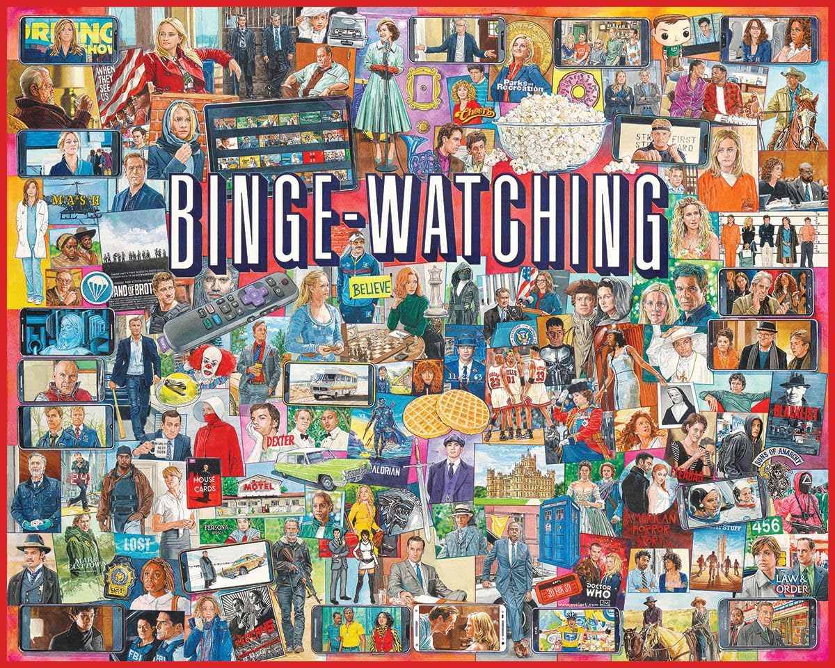 White Mountain 1000 Piece Jigsaw Puzzle TV Shows Pop, Binge Watching