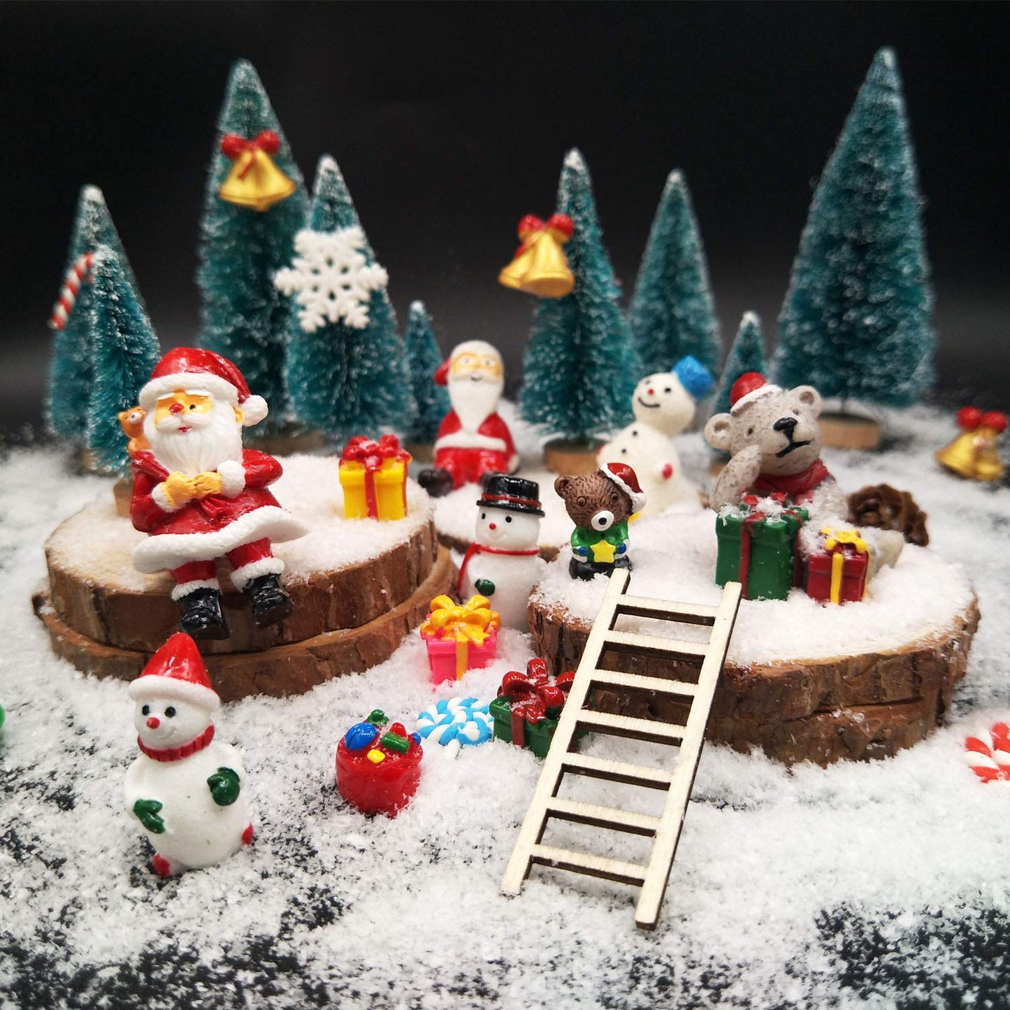 EMiEN 45 PCS Miniature Christmas Ornament,Kits for DIY Fairy Garden,Mini Snowman, for Christmas Party Decoration,Micro Landscape Accessories