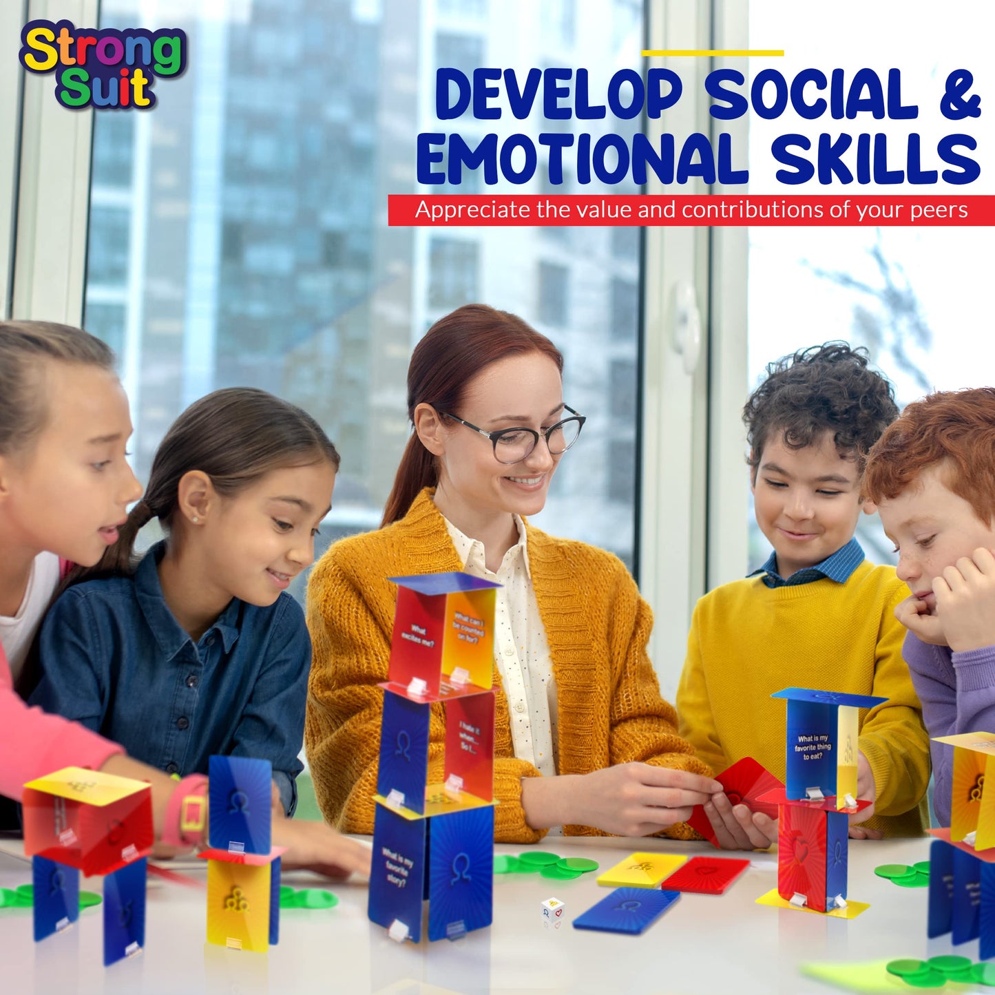 Social Emotional Games for Teens and Kids 6+ | StrongSuit Tower of Self Esteem Therapy Game for Counselors, Therapists and Parents | SEL & CBT Tools
