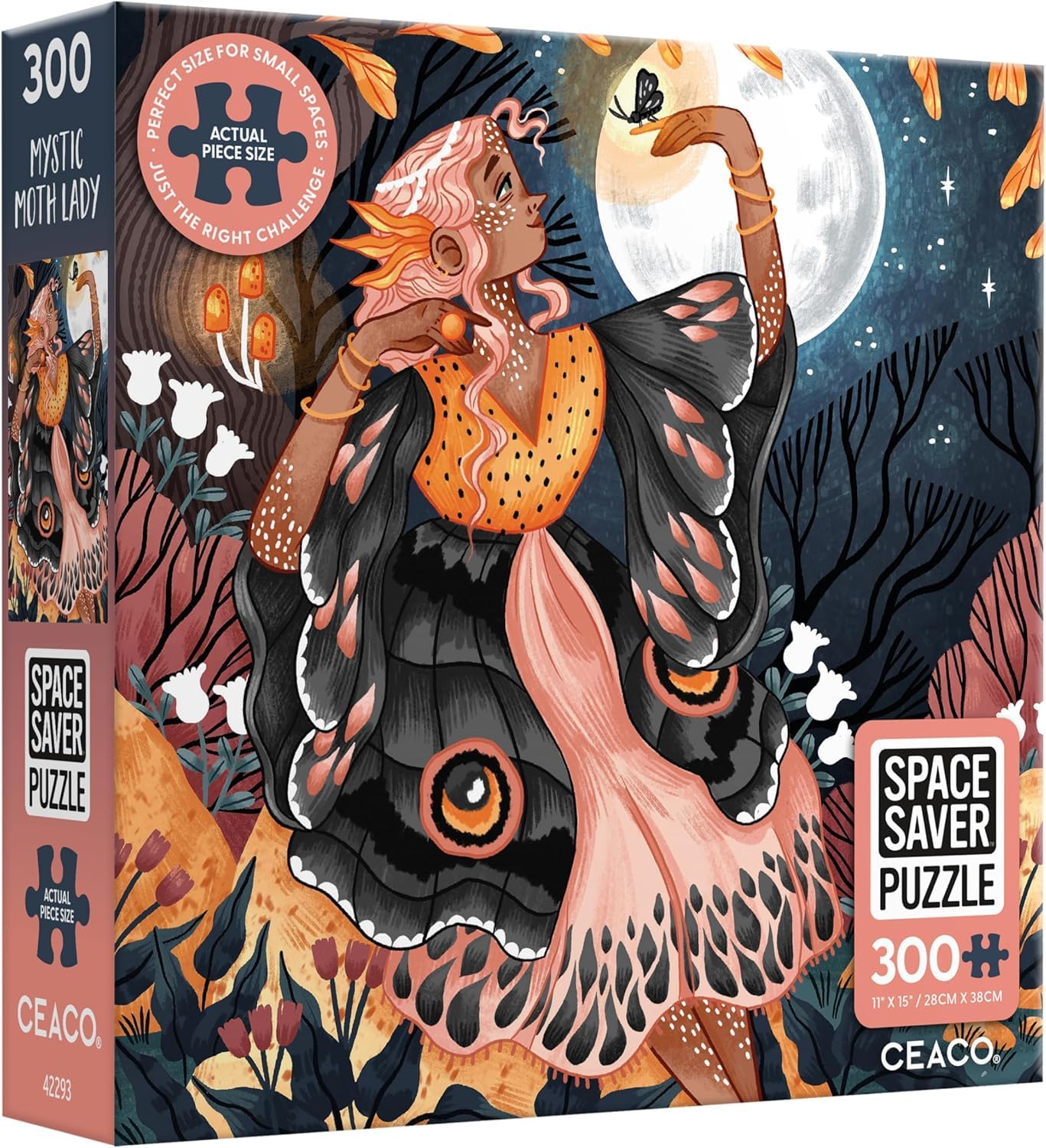 Ceaco - Mystic Moth Lady - 300 Piece Jigsaw Space Saver Puzzle - Puzzles for Smaller Spaces and Surfaces