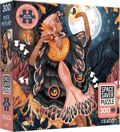 Ceaco - Mystic Moth Lady - 300 Piece Jigsaw Space Saver Puzzle - Puzzles for Smaller Spaces and Surfaces