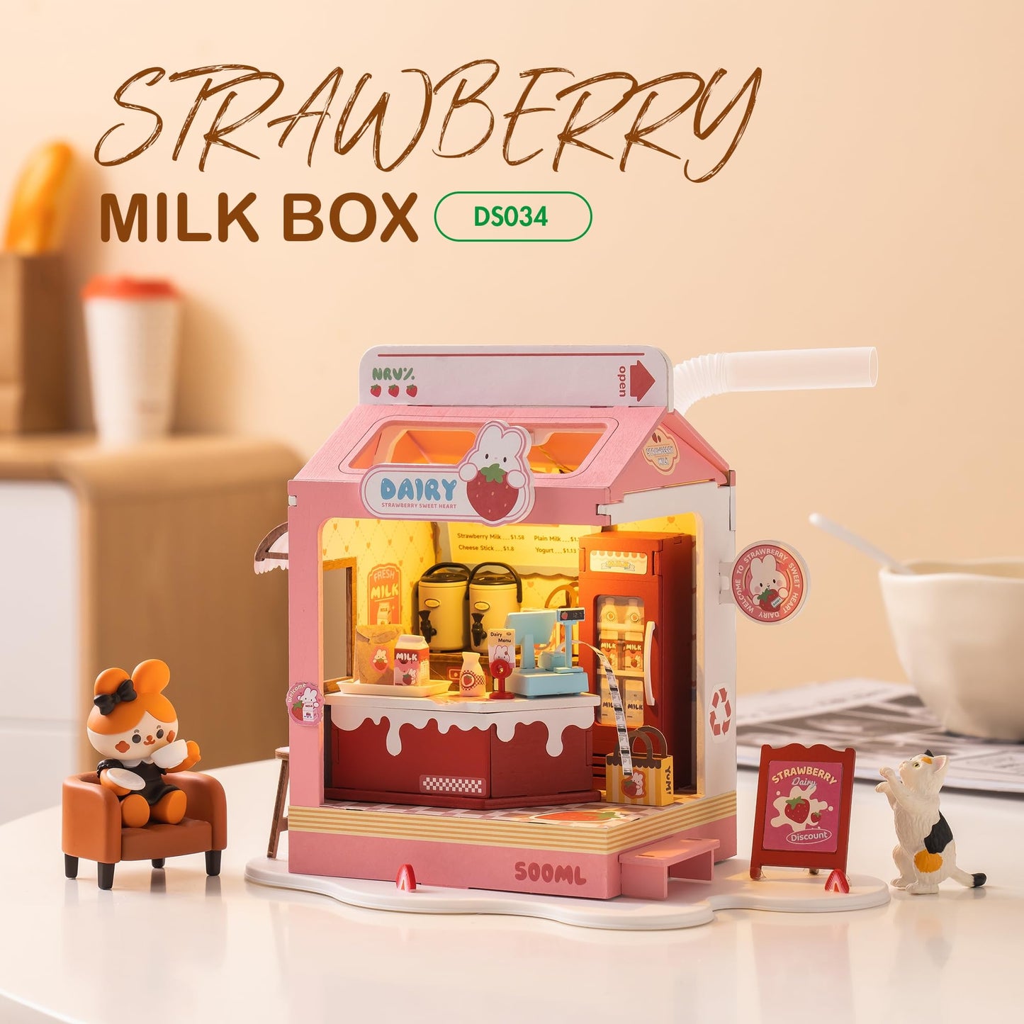Wowood DIY Mini House Building Miniature Kit Milkbox, Miniverse Lifestyle Bookshelf Decoration, Cute Craft Kits for Women or Girls 14+, Kawaii Gifts