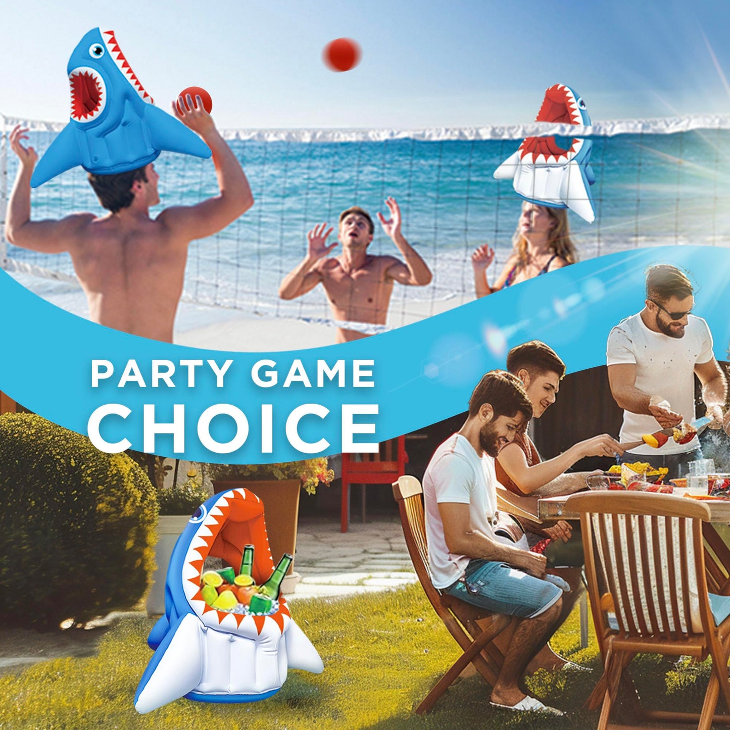 iPlay, iLearn Kids Shark Pool Toy, 3-in-1 Inflatable Floating Pool Game