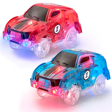 JitteryGit Replacement Light Up Magic Cars For Glow Flex Tracks - Extra LED Car Accessories For Race Track & Glow In The Dark Trax - Compatible
