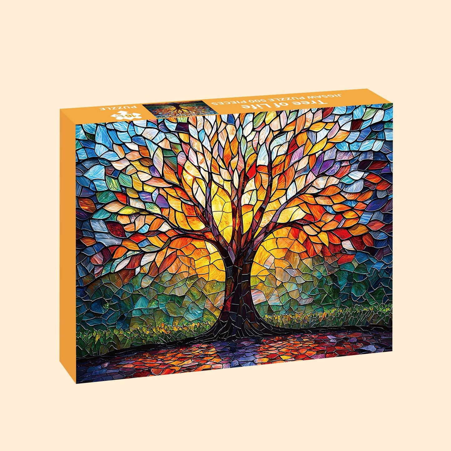 Puzzles for Adults 500 Pieces, Stained Glass Jigsaw Puzzles - Tree of Life, Impossible Tree Puzzle, Finished Size 20.47 * 14.96”, with 1:1 Poster