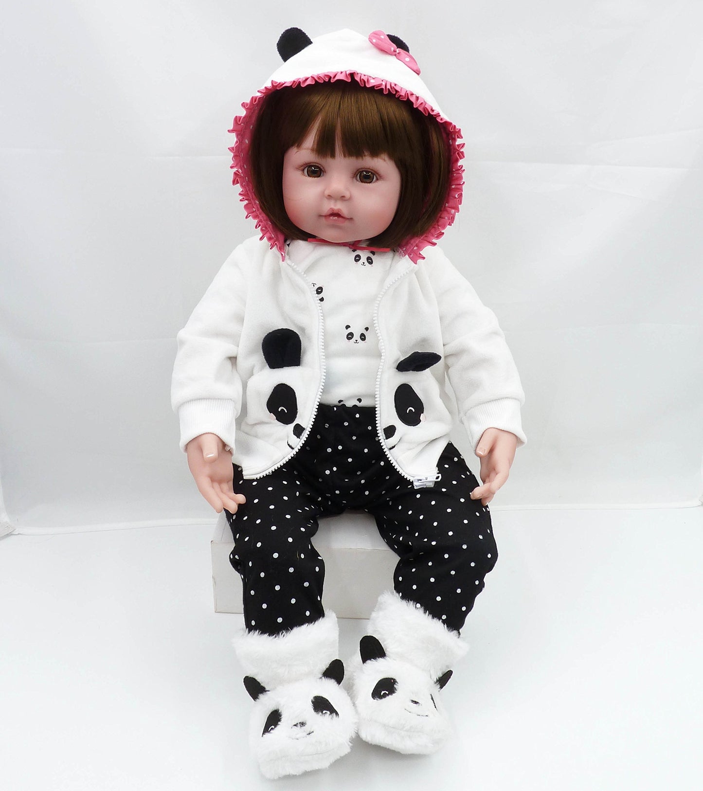 Reborn Baby Girl Dolls Clothes 18 inch Panda Outfits Accesories for 17-19 inch Reborns Doll Newborn Baby Girl Matching Clothing