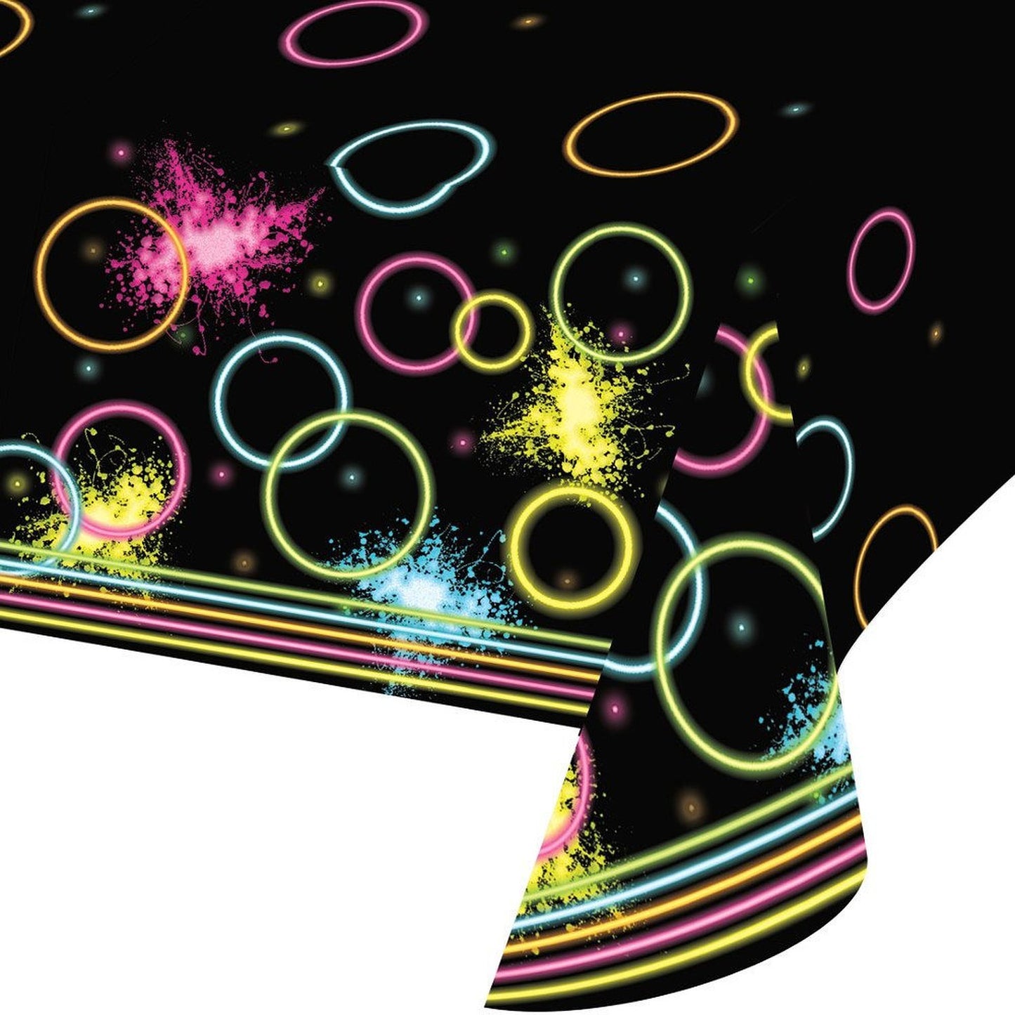 Creative Converting All Over Print Plastic Tablecover, Glow Party