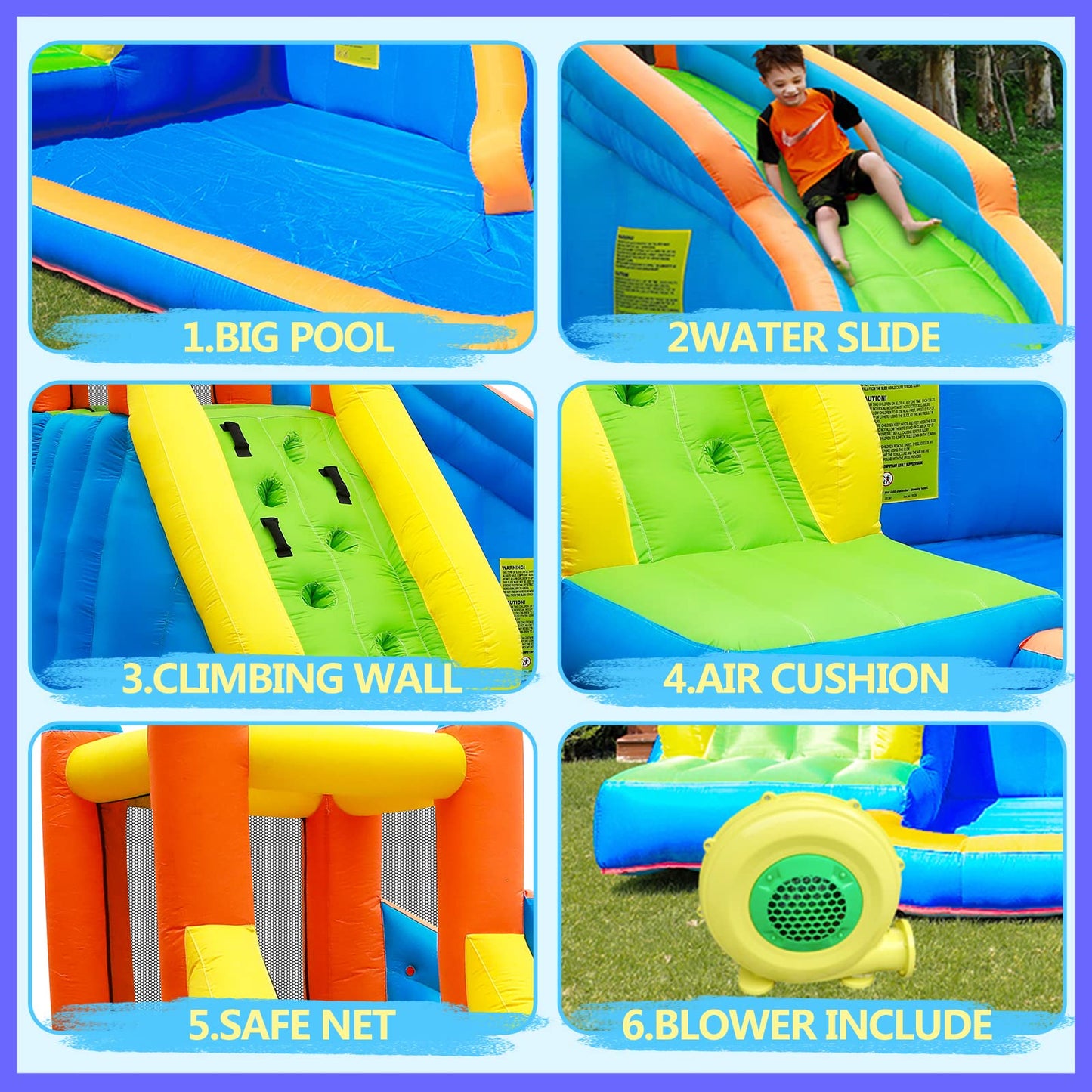 Doctor Dolphin Inflatable Water Slides for Kids Backyard, Water Bounce House with Slide, Waterslide Bounce House Outdoor and Indoor, Bouncy Castle