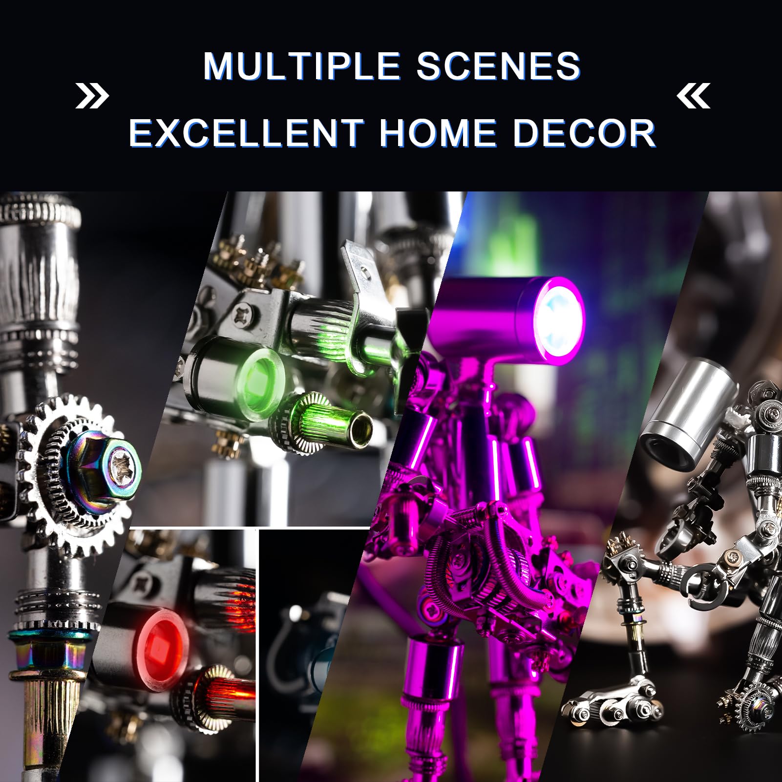 Mostarle Terminator M 3D Metal Puzzle, Arcynix DIY Mechanical Robot Model Kit, Sci-Fi Design LED Light Feature Unique Gift for Adults & Teenager