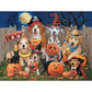 Bits and Pieces Jigsaw Puzzle for Adults - Halloween Tricksters by William Vanderdasson - Fall Night Holiday Puzzle with Dogs, Cats, Pumpkins, Moon