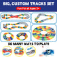 142 Pieces Police Patrol Chase Create a Road Super Snap Speedway - Magic Journey Flexible Track Set with LED Light Up Toy Cars