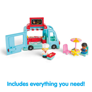 Kidoozie Cruisin Cuisine Playset, 7 Piece Lights and Sounds Food Truck, Imaginative Figure Play, for Children 18 Months and Up, Multi