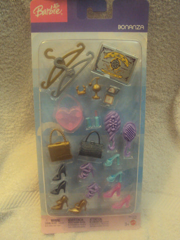 BARBIE Bonanza ACCESSORIES PACK w COSMETICS, 5 x Pairs of SHOES, 3 PURSES & More (2003)