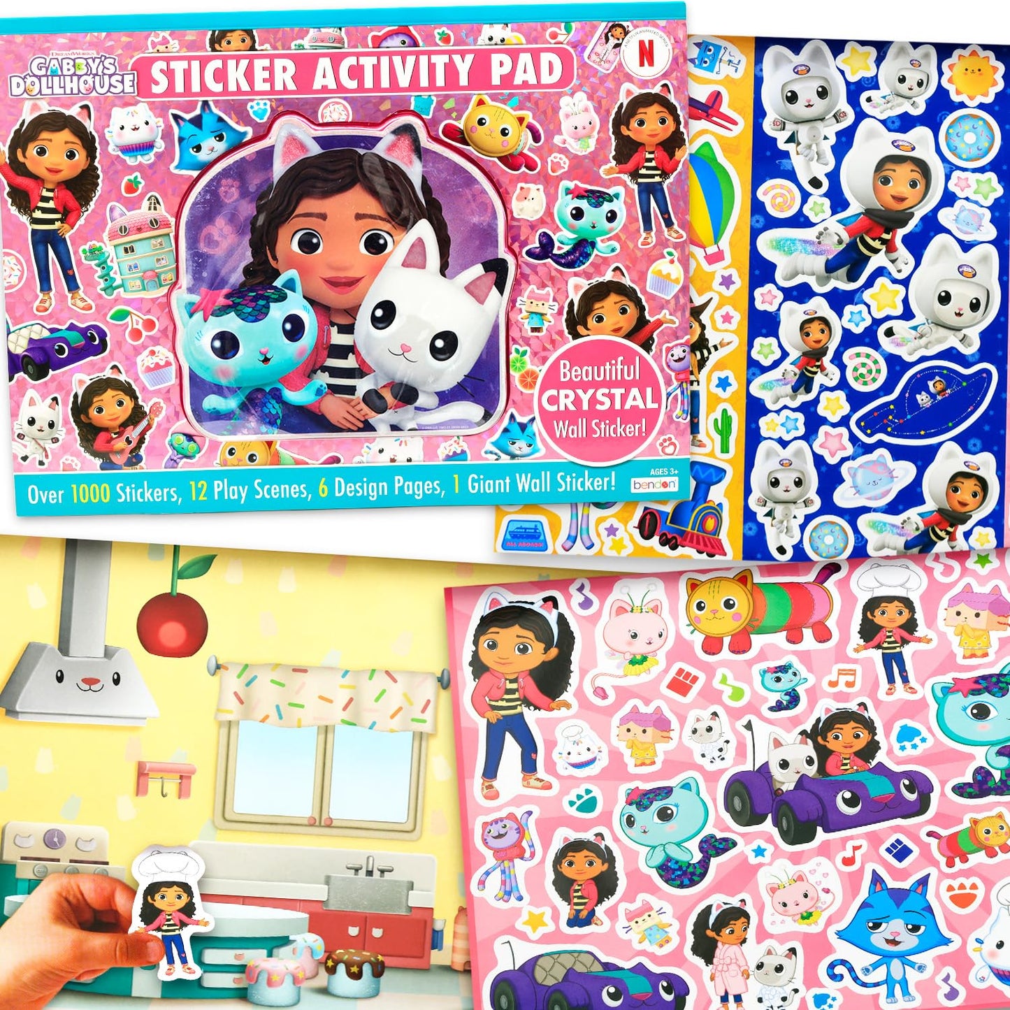 Gabby's Dollhouse Create-A-Scene Over 1000 Stickers Activity Pad to Color - Gabby's Dollhouse Sticker Play Scene Book (10 x 14 Inches)