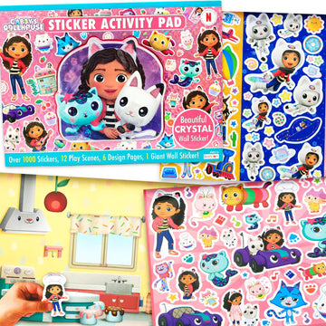 Gabby's Dollhouse Create-A-Scene Over 1000 Stickers Activity Pad to Color - Gabby's Dollhouse Sticker Play Scene Book (10 x 14 Inches)