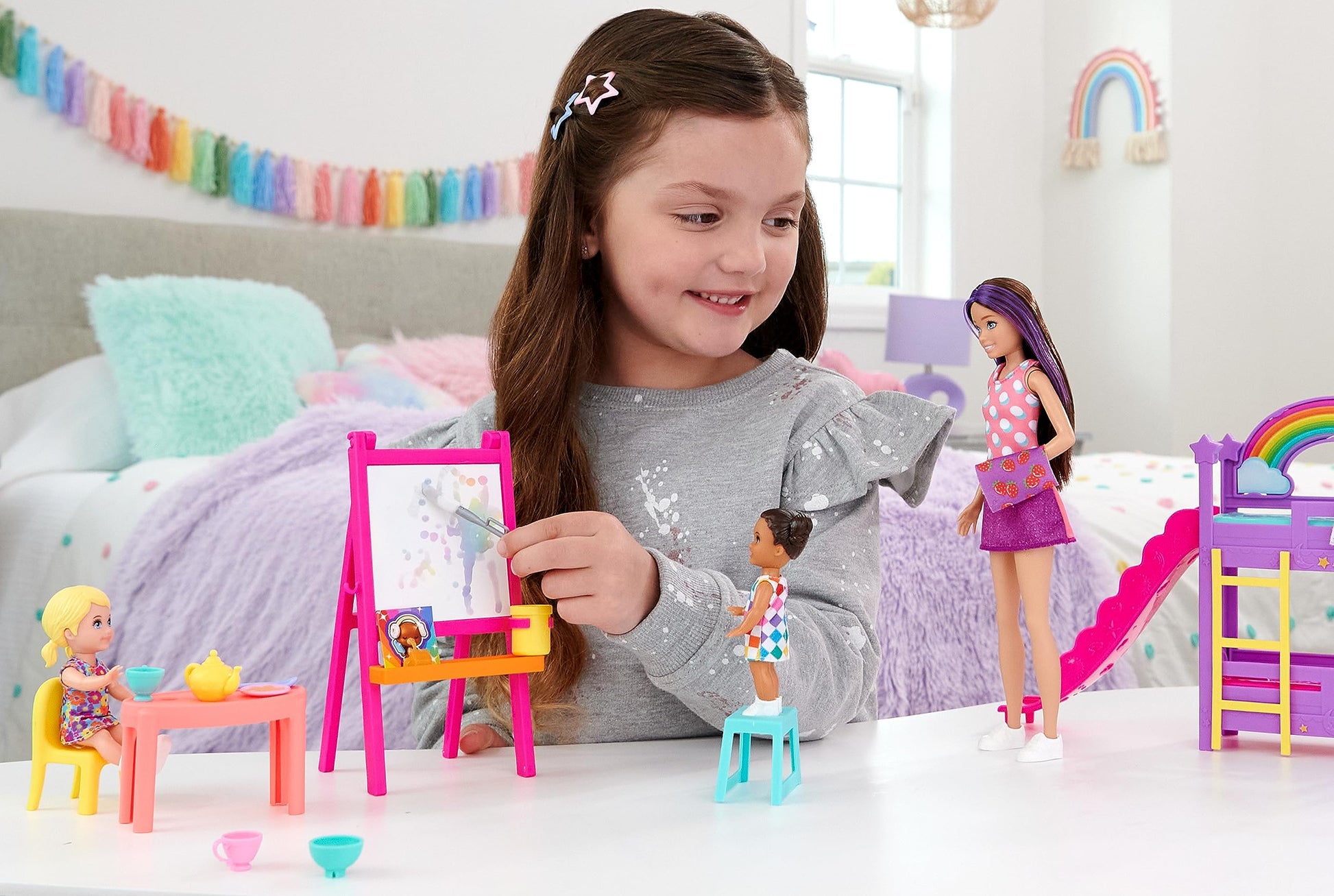 Barbie Skipper Babysitters, Inc. Ultimate Daycare Playset with 3 Dolls, Furniture & 15+ Accessories, Includes Bunk Beds & Color-Change Easel