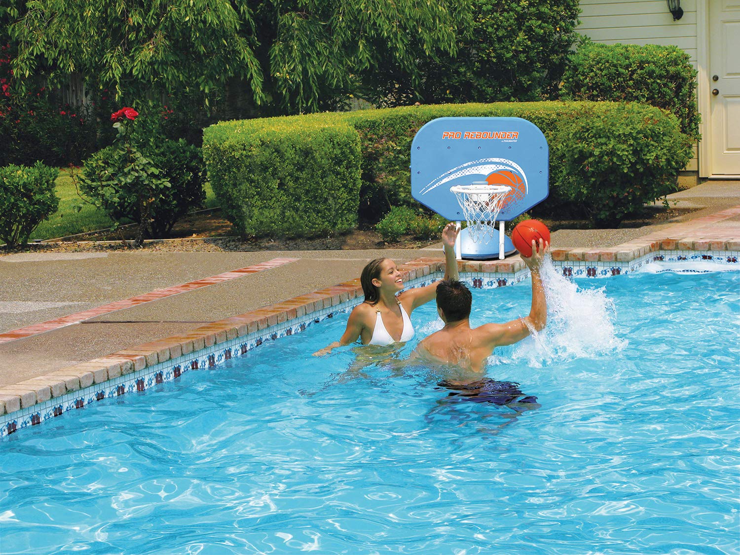 Poolmaster Classic Pro Rebounder Poolside Basketball Hoop Set For Swimming Pool Games