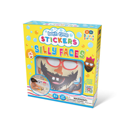 Buddy & Barney: Silly Faces Bath Time Stickers - 36 Reusable Foam Stickers & Mesh Storage Bag, Mix & Match, Fun Tub & Water Toy, Toddlers & Kids Age