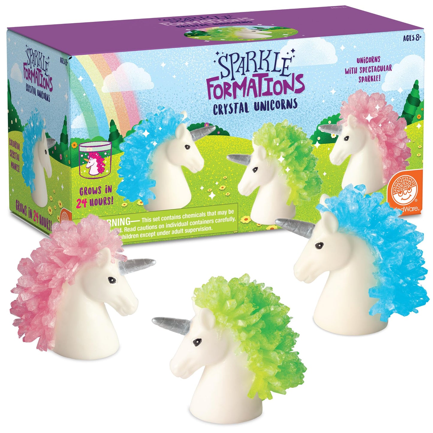MindWare Crystal Growing Kit Unicorns - STEM Science Experiment for Kids, Grow Sparkling Crystals on Unicorn Figurines, Ages 8 and Up
