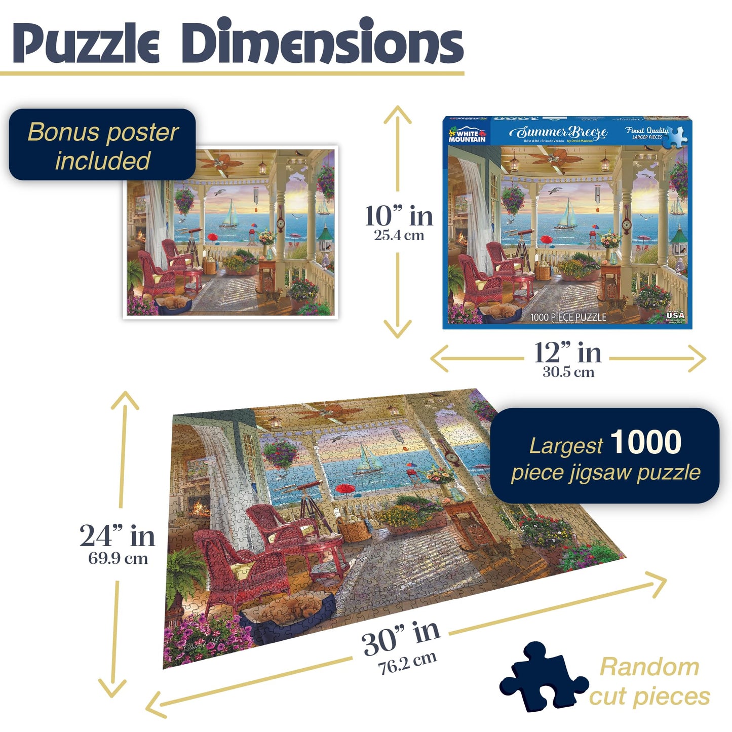 White Mountain 1000 Piece Jigsaw Puzzle Ocean Beach House, Summer Breeze