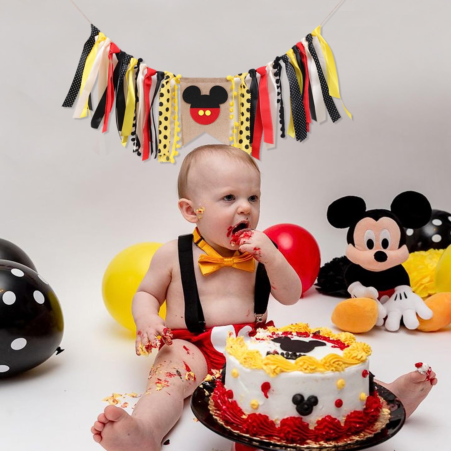 Mouse High Chair Banner - Mouse Birthday Party Decorations, First Year Highchair, Animal High Chair Banner, 1st Birthday Decoration, Cake Smash