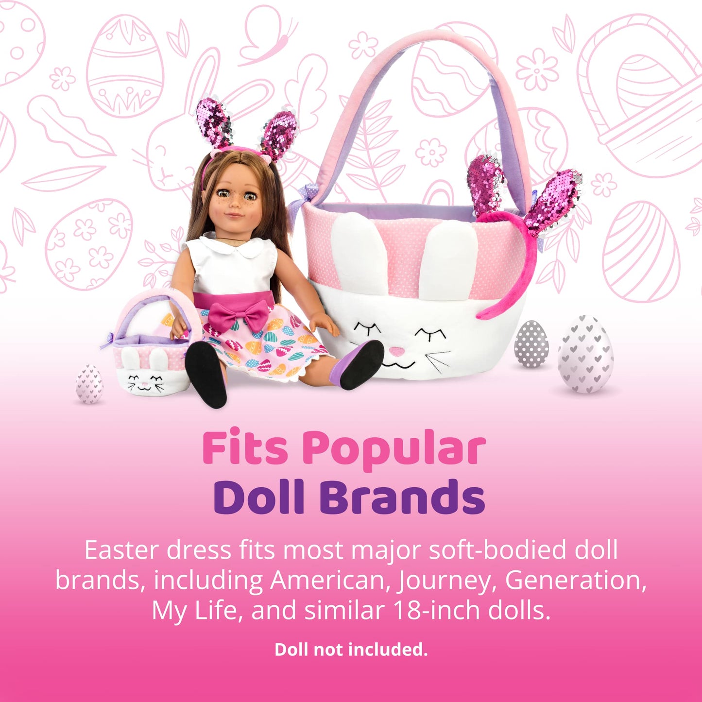 Playtime by Eimmie Doll Clothes & Accessories Set, Easter Holiday Dress with Matching Accessories, Fits American, Generation, & Similar 18-Inch Dolls