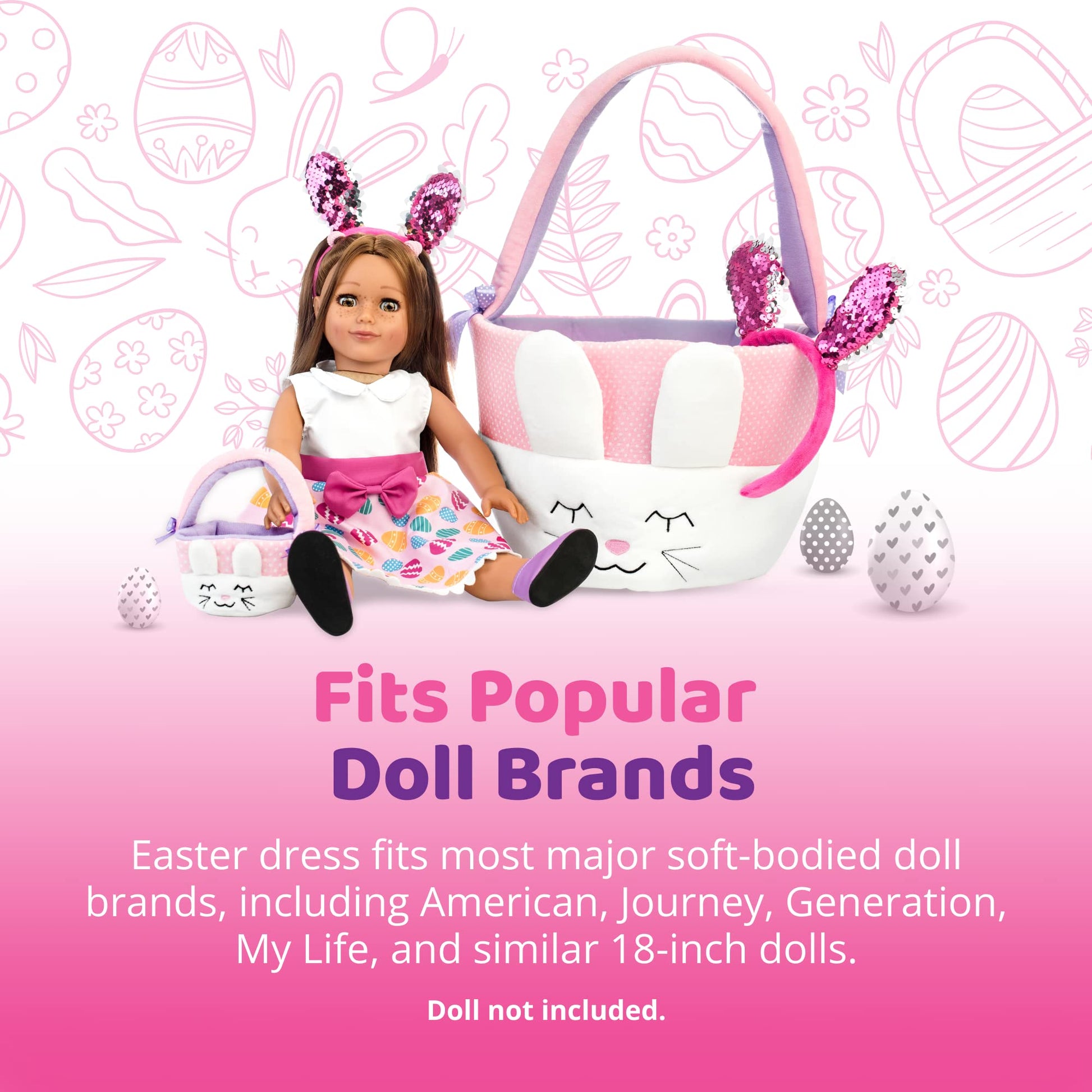 Playtime by Eimmie Doll Clothes & Accessories Set, Easter Holiday Dress with Matching Accessories, Fits American, Generation, & Similar 18-Inch Dolls