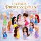 Liberty Imports 12 Pack Little Royal Princess Dolls - Mini Pocket Size Toddler Toys Fantasy Pretend Play Set with Dress, Accessories for Kids, Girls