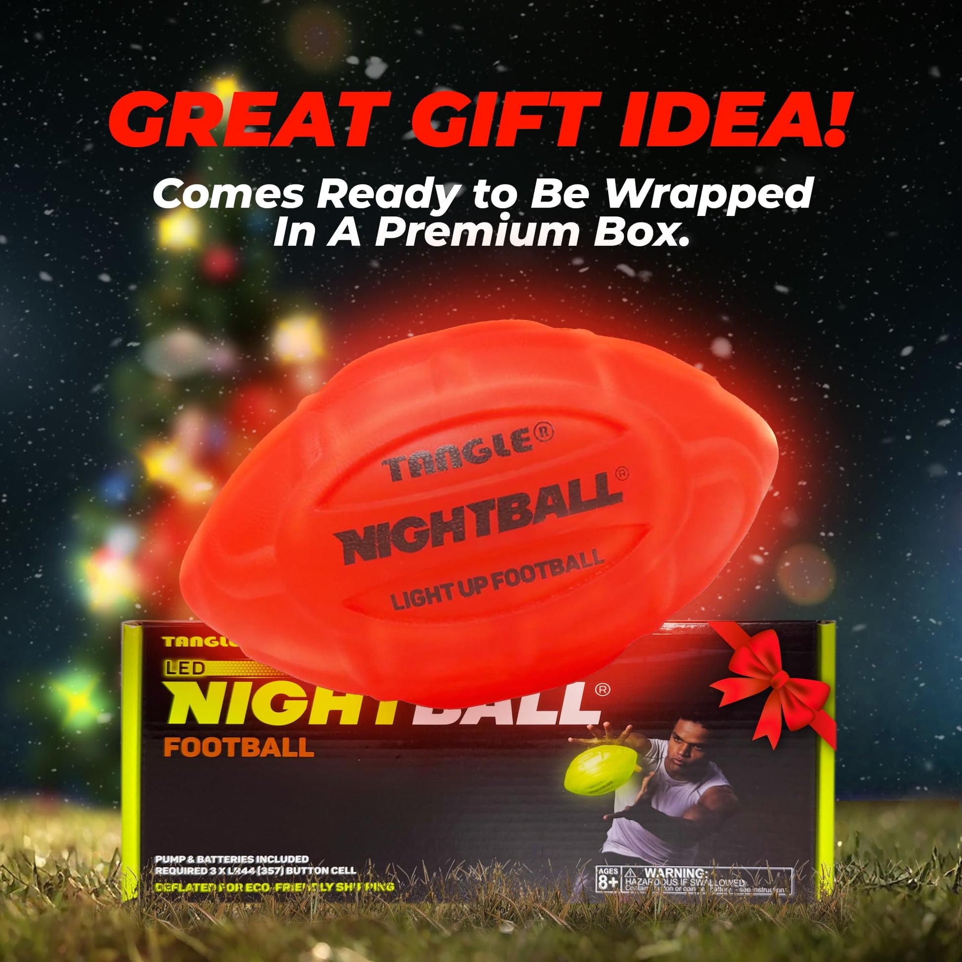 Glow in The Dark Nightball LED Football - Light up Football with Bright LED Lights - Kids and Adults, Red