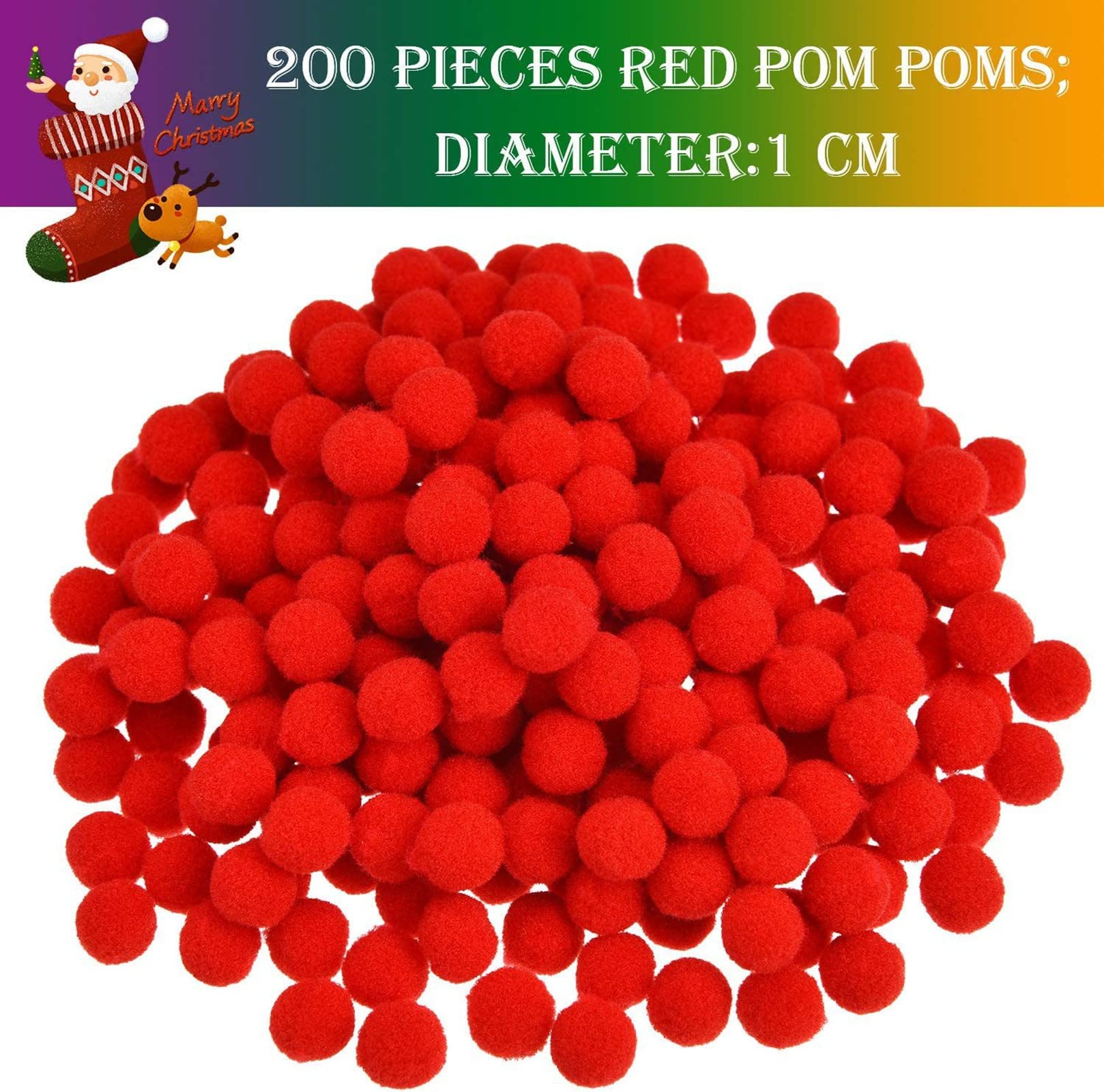 Cheeroyal Christmas Reindeer DIY Craft Set, Brown Pipe Cleaners Chenille Stems Fluffy Red Pom Poms and Googly Eyes Pack Christmas Rudolph Making Set