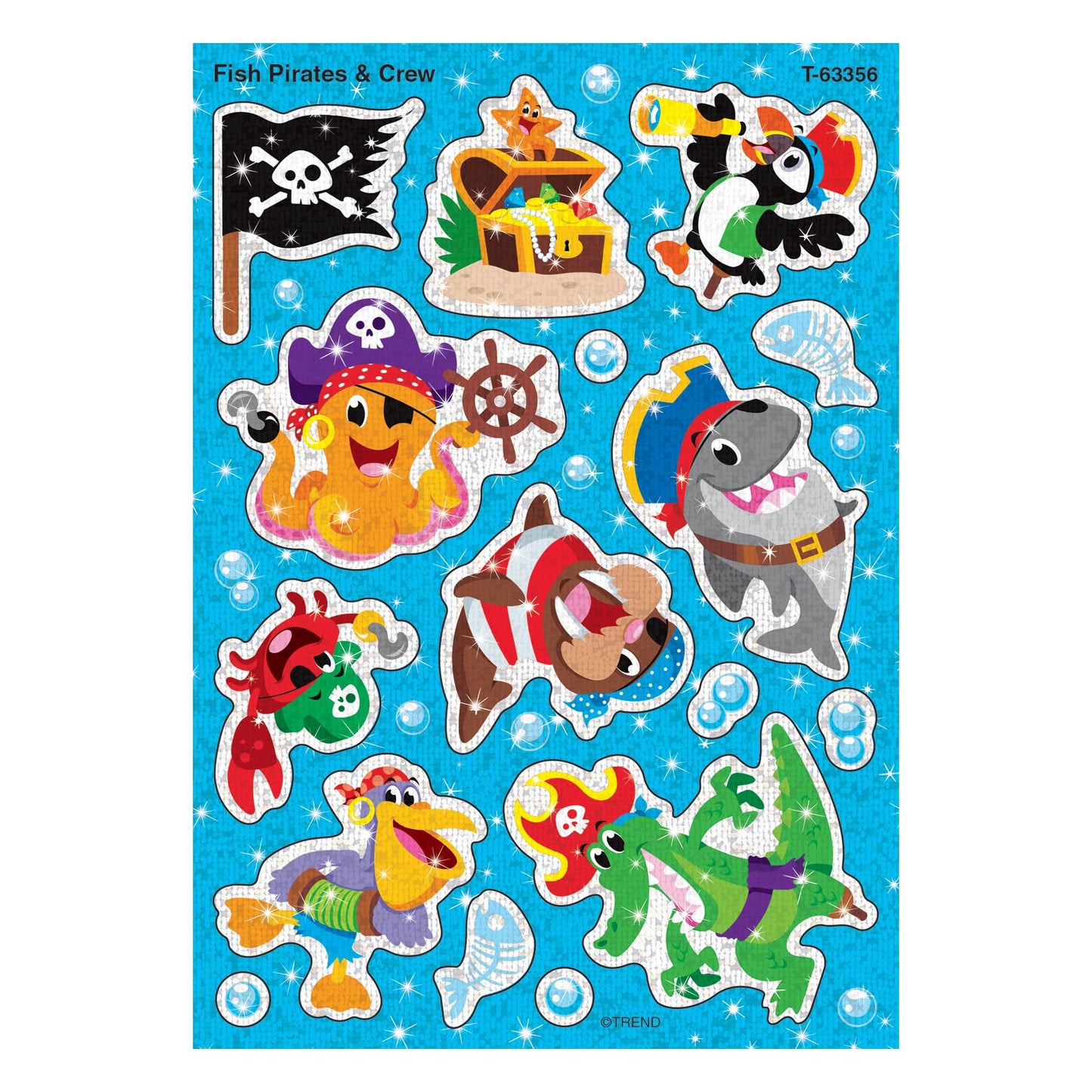 Trend Fish Pirates & Crew Sparkle Stickers, Classroom Incentives, 32 Count
