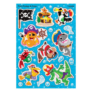 Trend Fish Pirates & Crew Sparkle Stickers, Classroom Incentives, 32 Count
