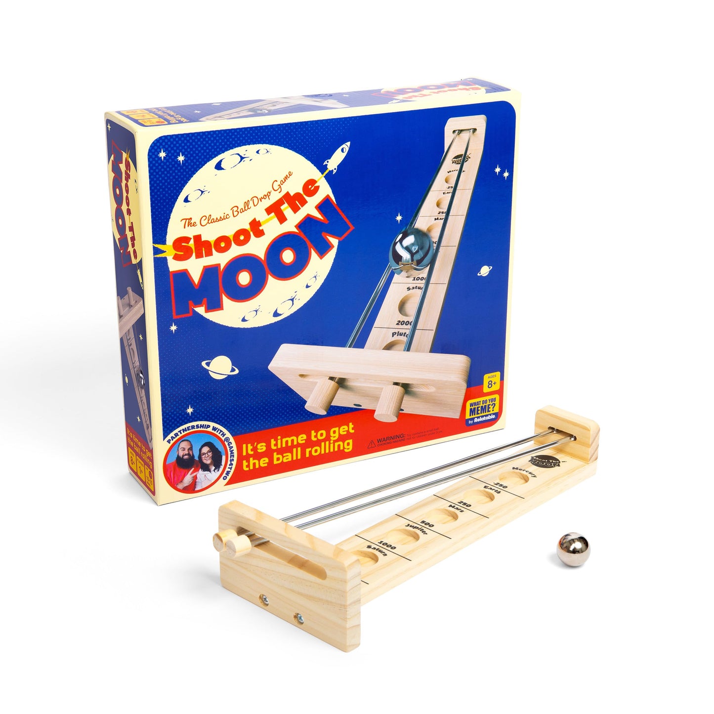 Shoot The Moon By Relatable, Exciting Strategy Moon Ball Games for Family Gatherings, Balance Game for Kids, Includes 1 Metal Gravity Ball, 1 Shoot