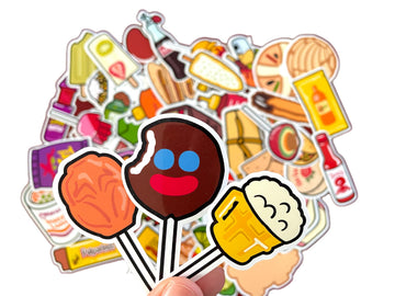 mundo hogar Mexican Food Vinyl Stickers, Snacks and Candy Stickers, Water Resistant, Set of 60, White