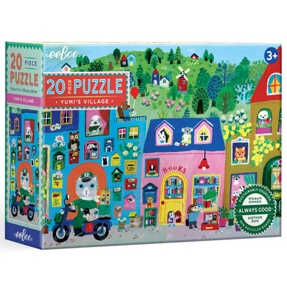 eeBoo Yumi's Village 20 Giant Piece Children's Puzzle, 15" x 11"