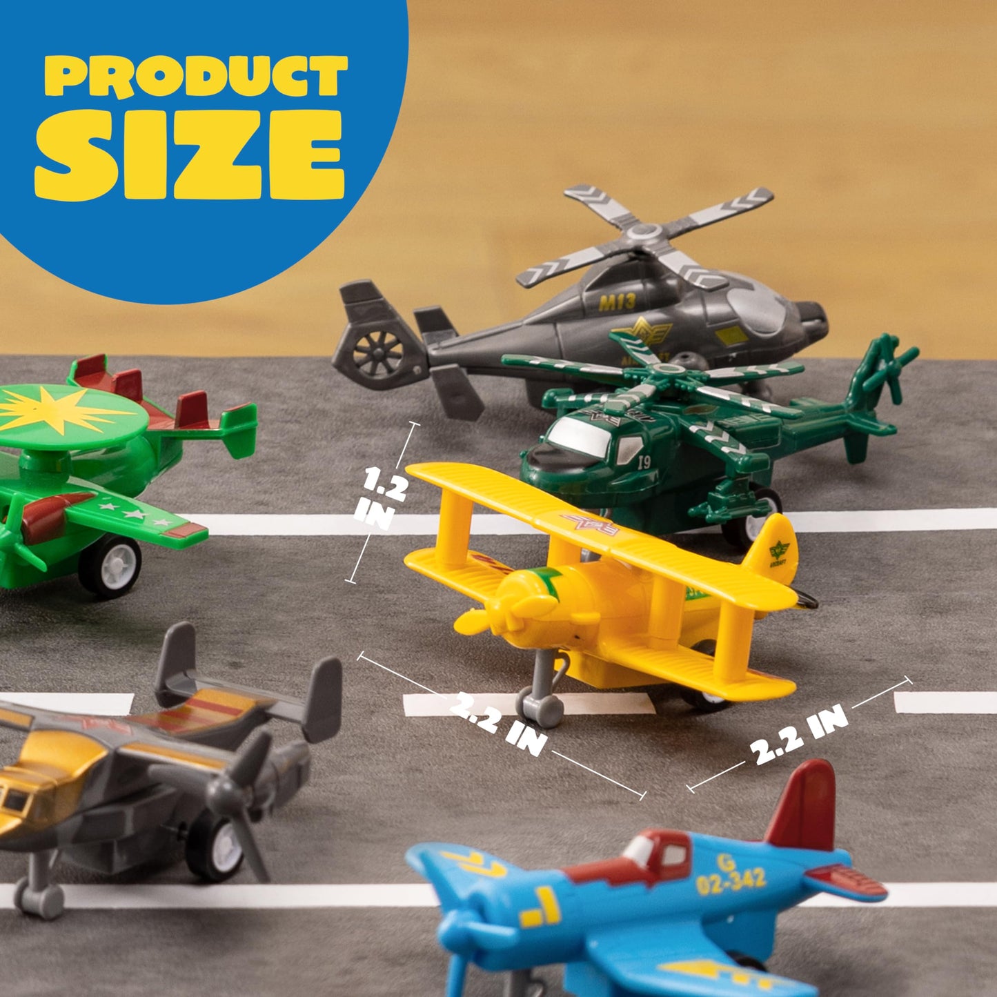 JOYIN 16 Pcs Pull Back Airplane Toys, Boys Plane Playset, Aircraft Incl Helicopter, Fighter, Bomber, Gifts for Toddler Kids 3+ Years Old, Treasure Box