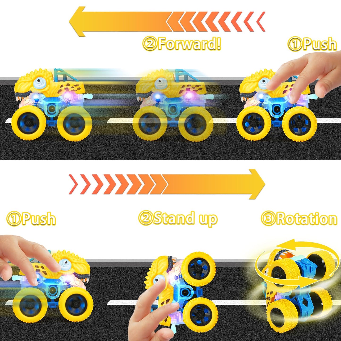 TQBYNJ 2-5 Years Old Boys Dinosaur Toy, Push and Pull Friction Dinosaur Monster Truck, Suitable for Preschoolers, Birthday, Easter, Halloween Party