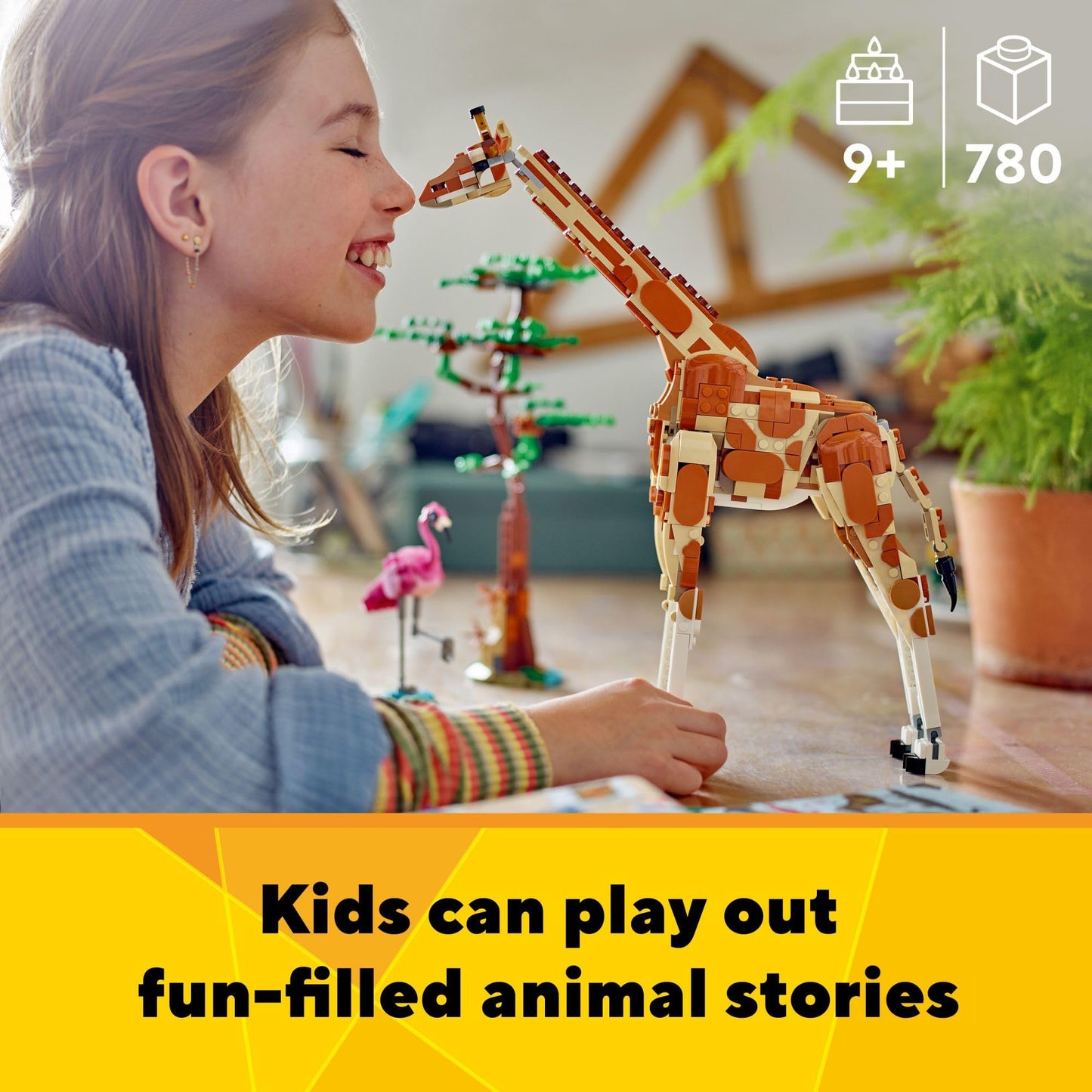 LEGO Creator 3 in 1 Wild Safari Animals, Rebuilds into 3 Different Safari Animal Figures - Giraffe, Gazelle or Lion Toy, Nature Toy, Building Set for