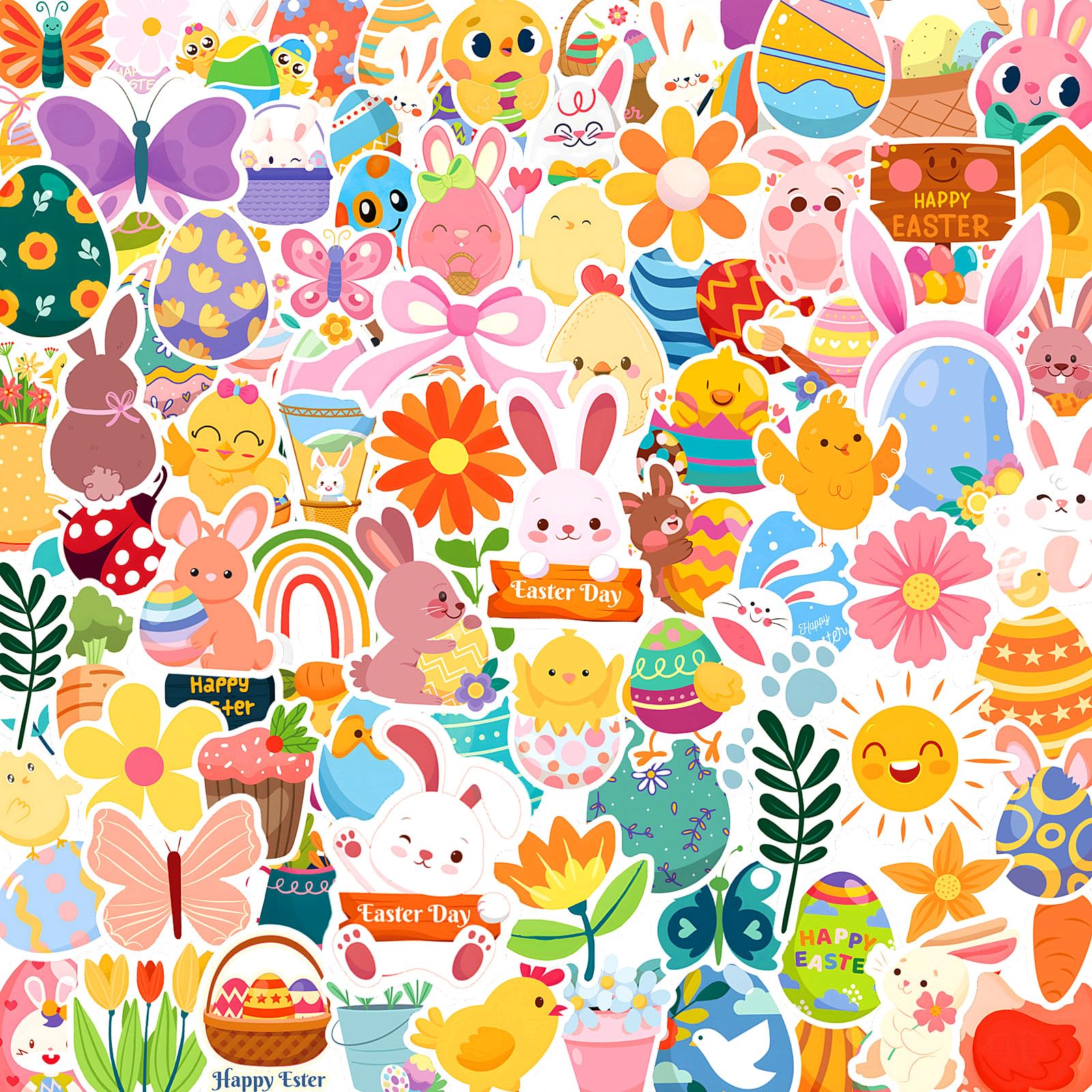 204PCS Easter Stickers, Easter Cute Bulk Stickers for Easter Basket Stuffers, Bunny Egg Easter Stickers for Cards Decorating Easter Gifts Crafts Party