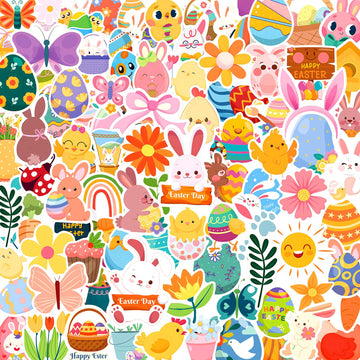 204PCS Easter Stickers, Easter Cute Bulk Stickers for Easter Basket Stuffers, Bunny Egg Easter Stickers for Cards Decorating Easter Gifts Crafts Party