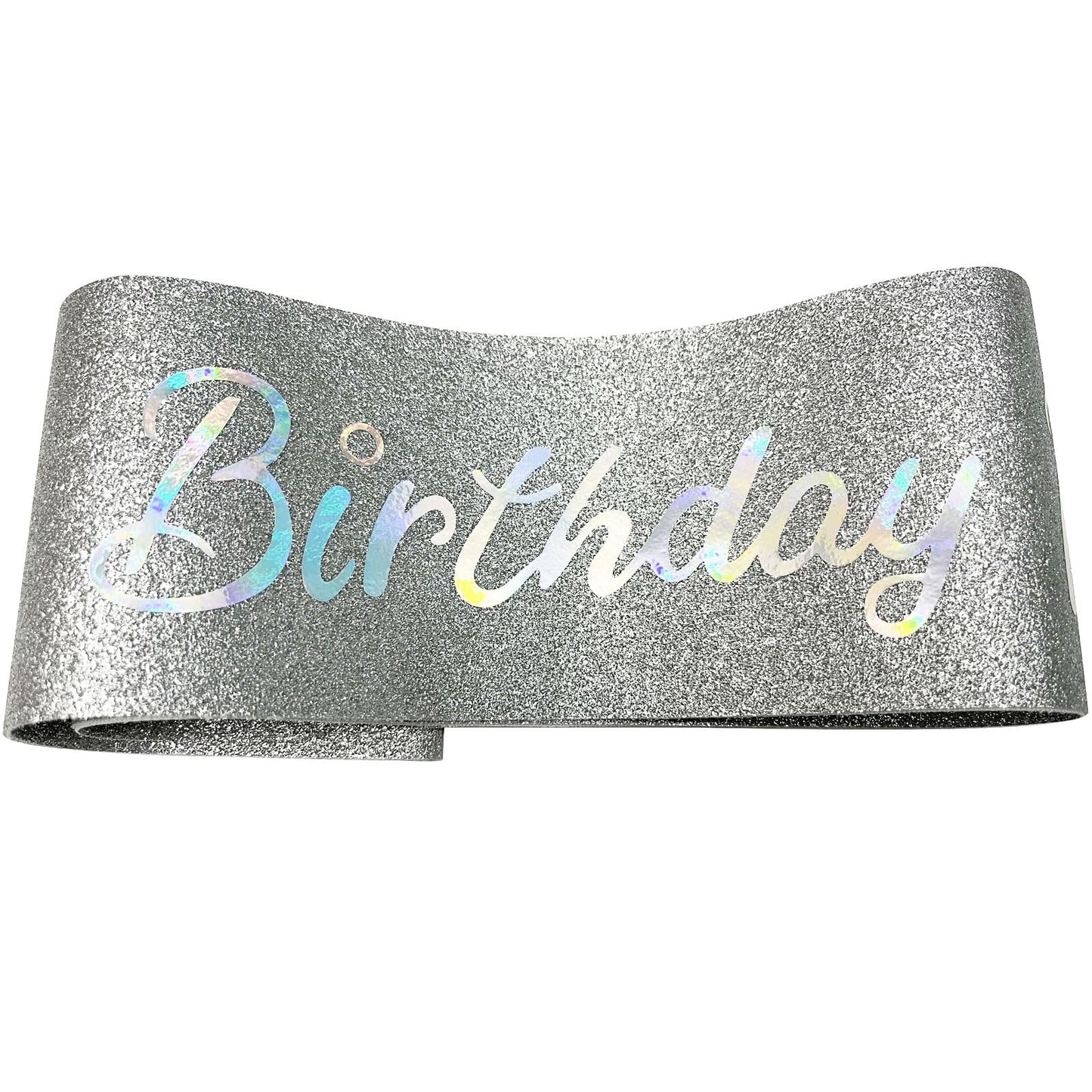 NAUXIUDSJS Birthday Sash for Women, Birthday Princess Glitter Silver Sash with Multi color Foil, Party Favors Supplies for 18th 21st 30th 40th 50th